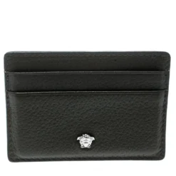 Versace Mossy Green Leather Card Case For Women