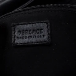 Versace Black Canvas And Leather Shoulder Bag For Women -Versace Official Website luxury women versace used handbags p193024 003