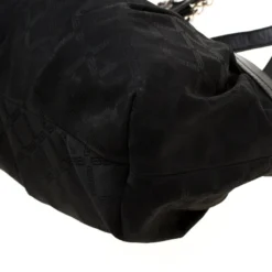 Versace Black Canvas And Leather Shoulder Bag For Women -Versace Official Website luxury women versace used handbags p193024 010