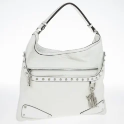 Versace White Studded Hobo For Women -Versace Official Website luxury women versace used handbags p19328 0003