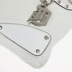 Versace White Studded Hobo For Women -Versace Official Website luxury women versace used handbags p19328 0015