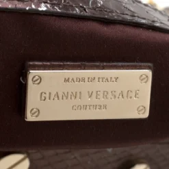 Versace Bronze Snakeskin Embossed Leather Couture Boston Bag For Women -Versace Official Website luxury women versace used handbags p195129 004