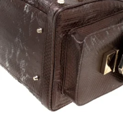 Versace Bronze Snakeskin Embossed Leather Couture Boston Bag For Women -Versace Official Website luxury women versace used handbags p195129 011