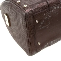 Versace Bronze Snakeskin Embossed Leather Couture Boston Bag For Women -Versace Official Website luxury women versace used handbags p195129 012
