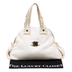 Versace Bag Off White Leather Dome Satchel For Women -Versace Official Website luxury women versace used handbags p195291 005