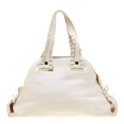 Versace Bag Off White Leather Dome Satchel For Women -Versace Official Website luxury women versace used handbags p195291 007