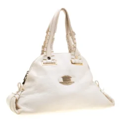 Versace Bag Off White Leather Dome Satchel For Women -Versace Official Website luxury women versace used handbags p195291 008