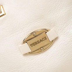 Versace Bag Off White Leather Dome Satchel For Women -Versace Official Website luxury women versace used handbags p195291 009