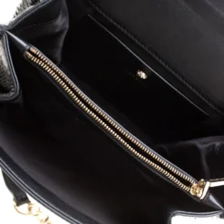 Versace Black Python Palazzo Chain Clutch Bag For Women -Versace Official Website luxury women versace used handbags p197013 005