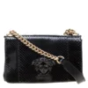 Versace Black Python Palazzo Chain Clutch Bag For Women