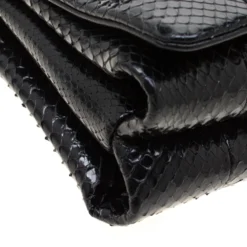 Versace Black Python Palazzo Chain Clutch Bag For Women -Versace Official Website luxury women versace used handbags p197013 012