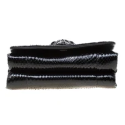 Versace Black Python Palazzo Chain Clutch Bag For Women -Versace Official Website luxury women versace used handbags p197013 013