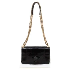 Versace Black Python Palazzo Chain Clutch Bag For Women -Versace Official Website luxury women versace used handbags p197013 1558250770 015