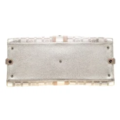 Versace Beige Metallic Canvas, Leather And Suede Trim Satchel For Women -Versace Official Website luxury women versace used handbags p197585 012