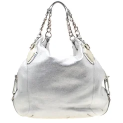 Versace Silver Leather Hobo For Women -Versace Official Website luxury women versace used handbags p197589 007