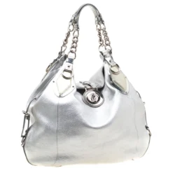 Versace Silver Leather Hobo For Women -Versace Official Website luxury women versace used handbags p197589 008