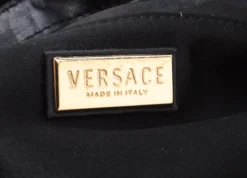 Versace Black/Gold Quilted Leather Satchel For Women -Versace Official Website luxury women versace used handbags p198861 003