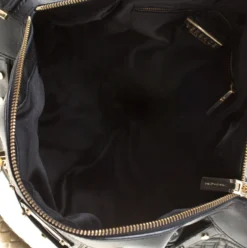 Versace Black/Gold Quilted Leather Satchel For Women -Versace Official Website luxury women versace used handbags p198861 004