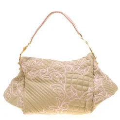 Versace Beige/Pink Quilted Barocco Leather Top Handle Bag For Women -Versace Official Website luxury women versace used handbags p200951 006