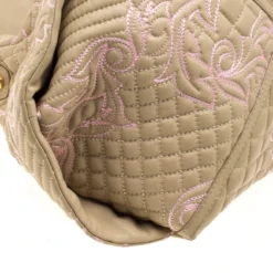 Versace Beige/Pink Quilted Barocco Leather Top Handle Bag For Women -Versace Official Website luxury women versace used handbags p200951 011