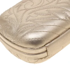 Versace Gold Leather Medussa Lock Clutch For Women -Versace Official Website luxury women versace used handbags p200976 011