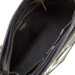 Versace Black/Gold Quilted Patent Leather Satchel For Women -Versace Official Website luxury women versace used handbags p200987 004