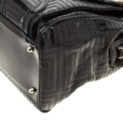 Versace Black/Gold Quilted Patent Leather Satchel For Women -Versace Official Website luxury women versace used handbags p200987 010