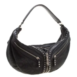 Versace Black Leather Hobo For Women -Versace Official Website luxury women versace used handbags p208310 007