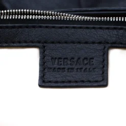 Versace Black Stud Leather Tote For Women -Versace Official Website luxury women versace used handbags p208736 003