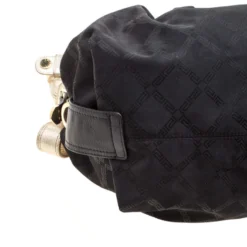 Versace Black/Gold Fabric And Leather Medusa Head Logo Satchel For Women -Versace Official Website luxury women versace used handbags p208796 004