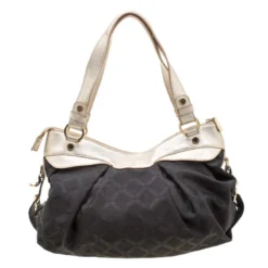 Versace Black/Gold Fabric And Leather Medusa Head Logo Satchel For Women -Versace Official Website luxury women versace used handbags p208796 006