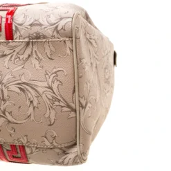 Versace Beige/Red Brocco Printed Leather Boston Bag For Women 20 Versace Beige/Red Brocco Printed Leather Boston Bag For Women -Versace Official Website luxury women versace used handbags p209148 002