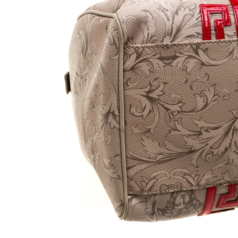 Versace Beige/Red Brocco Printed Leather Boston Bag For Women 11 Versace Beige/Red Brocco Printed Leather Boston Bag For Women - Image 11