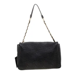 Versace Couture Quilted Black Leather Shoulder Bag For Women -Versace Official Website luxury women versace used handbags p211120 007