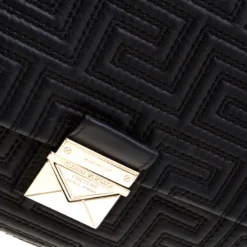 Versace Couture Quilted Black Leather Shoulder Bag For Women -Versace Official Website luxury women versace used handbags p211120 008