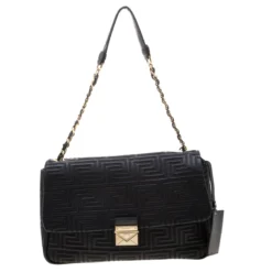 Versace Couture Quilted Black Leather Shoulder Bag For Women