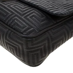 Versace Couture Quilted Black Leather Shoulder Bag For Women -Versace Official Website luxury women versace used handbags p211120 011