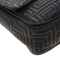 Versace Couture Quilted Black Leather Shoulder Bag For Women -Versace Official Website luxury women versace used handbags p211120 012