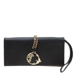 Versace Collection Black Pebbled Leather Clutch For Women