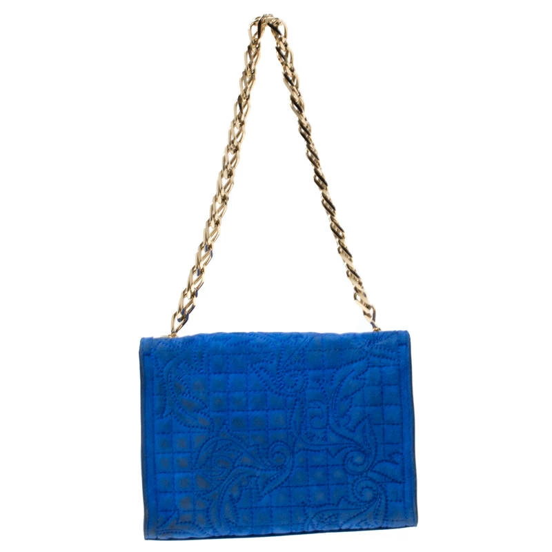 Versace Blue Suede Vanitas Crossbody Bag For Women 4 Versace Blue Suede Vanitas Crossbody Bag For Women - Image 4