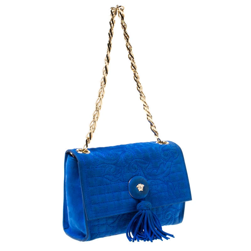 Versace Blue Suede Vanitas Crossbody Bag For Women 3 Versace Blue Suede Vanitas Crossbody Bag For Women - Image 3