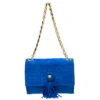 Versace Blue Suede Vanitas Crossbody Bag For Women