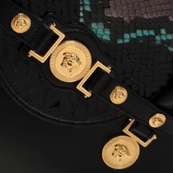 Versace Black Leather And Python Embossed Tote For Women 15 Versace Black Leather And Python Embossed Tote For Women -Versace Official Website luxury women versace used handbags p212855 007