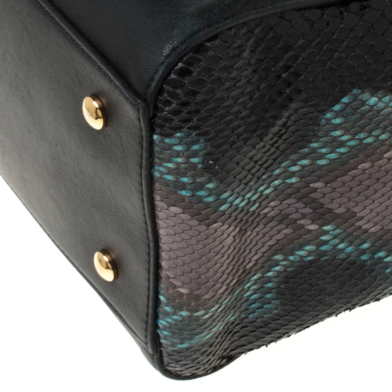 Versace Black Leather And Python Embossed Tote For Women 11 Versace Black Leather And Python Embossed Tote For Women - Image 11