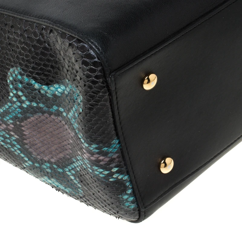 Versace Black Leather And Python Embossed Tote For Women 10 Versace Black Leather And Python Embossed Tote For Women - Image 10