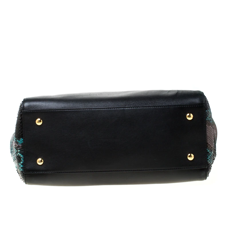 Versace Black Leather And Python Embossed Tote For Women 6 Versace Black Leather And Python Embossed Tote For Women - Image 6