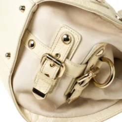 Versace Cream Croc Embossed Leather And Suede Medium Canyon Bag For Women -Versace Official Website luxury women versace used handbags p213352 010