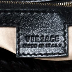 Versace Black Quilted Barocco Leather Top Handle Bag For Women -Versace Official Website luxury women versace used handbags p215404 002