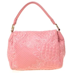 Versace Pink Leather Talia Vanitas Shoulder Bag For Women -Versace Official Website luxury women versace used handbags p221093 007