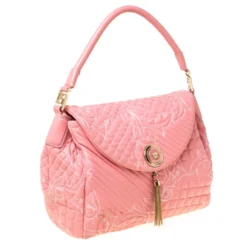 Versace Pink Leather Talia Vanitas Shoulder Bag For Women -Versace Official Website luxury women versace used handbags p221093 008